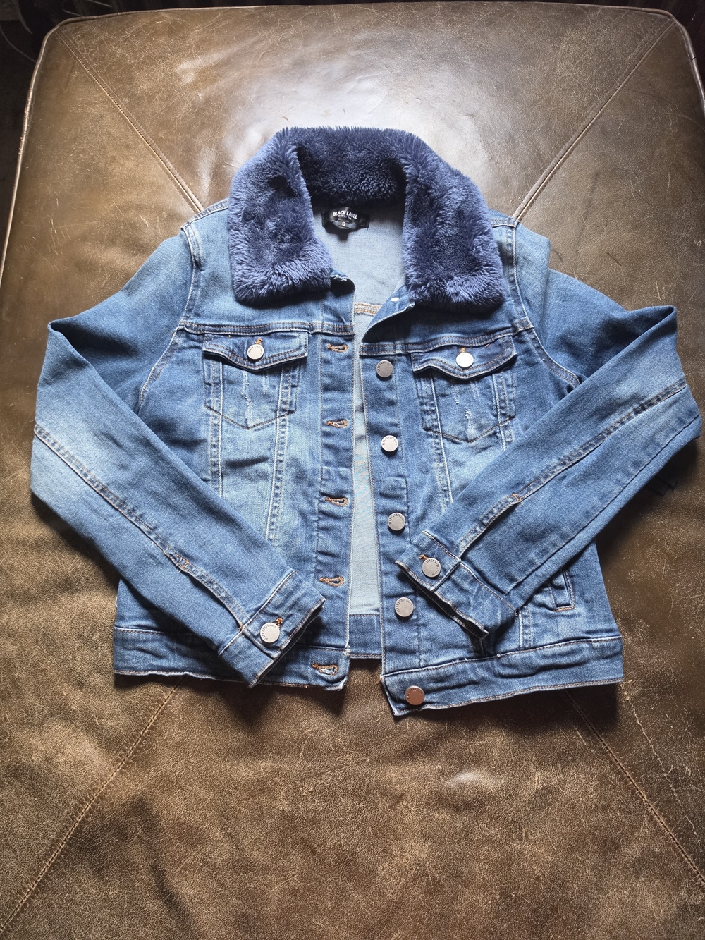 Black Label C'est Toi Faux Fur Collar Denim Jacket S
